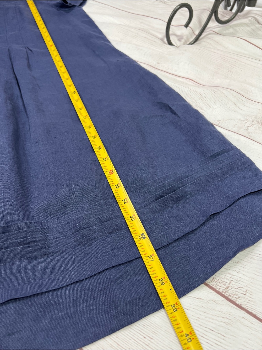 J.Jill Love Linen Pleated Dress - Medium - short sleeve relaxed fit blue classic - Picture 7 of 10